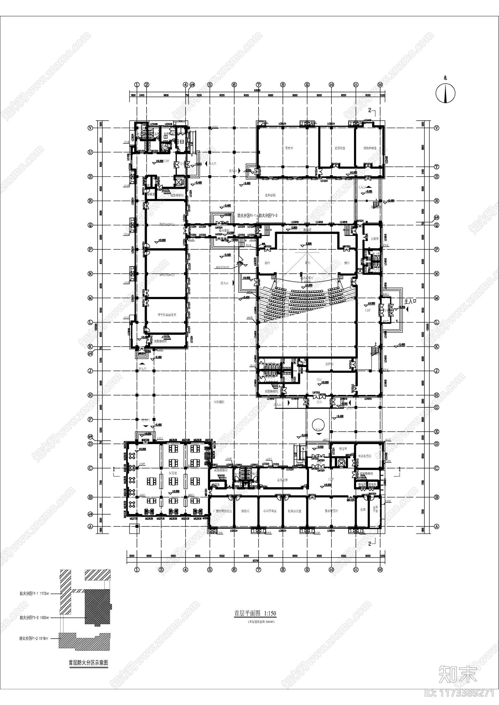 现代学校建筑cad施工图下载【ID:1173389271】