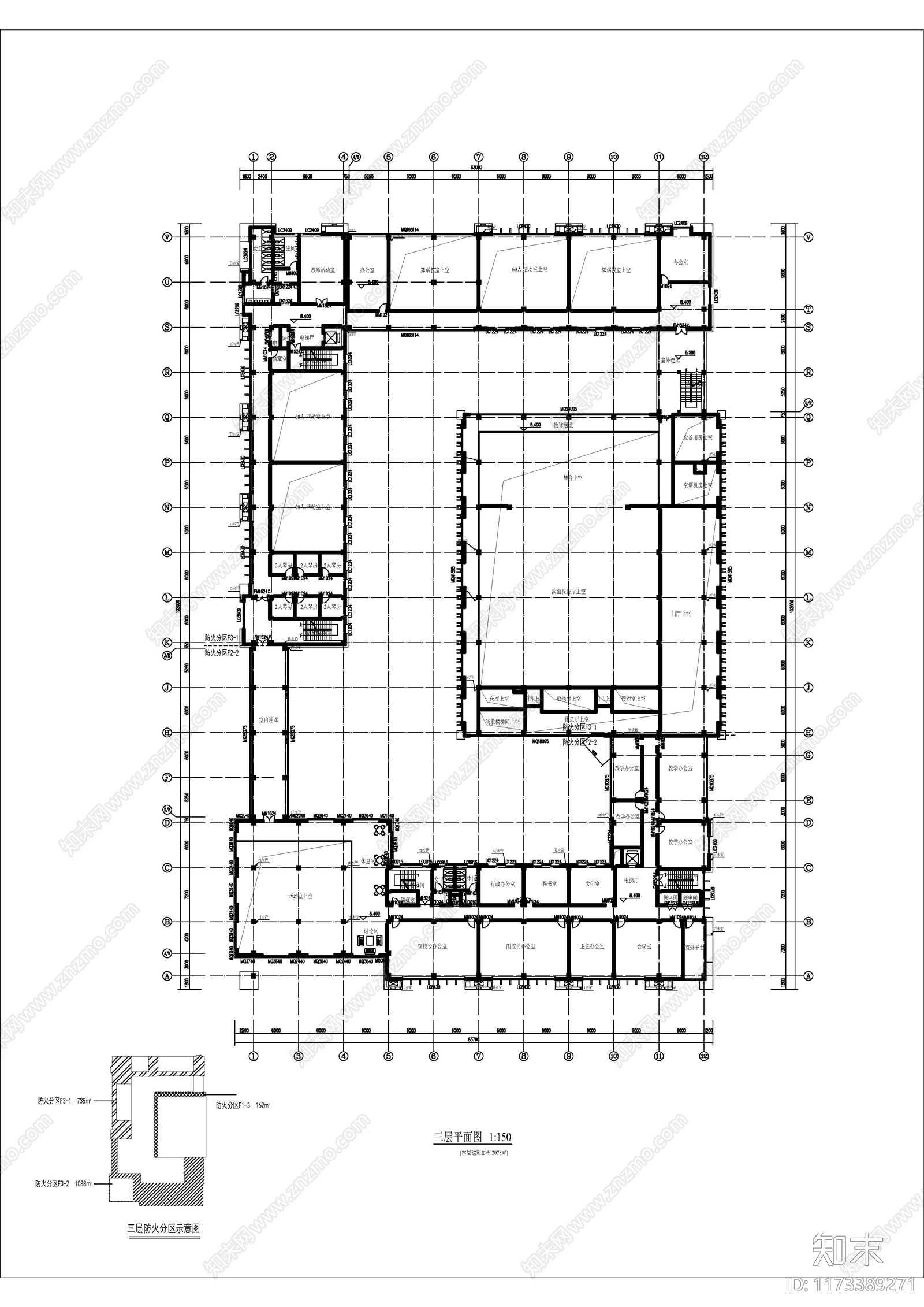 现代学校建筑cad施工图下载【ID:1173389271】