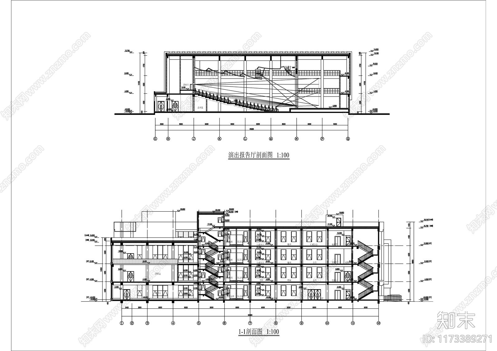 现代学校建筑cad施工图下载【ID:1173389271】