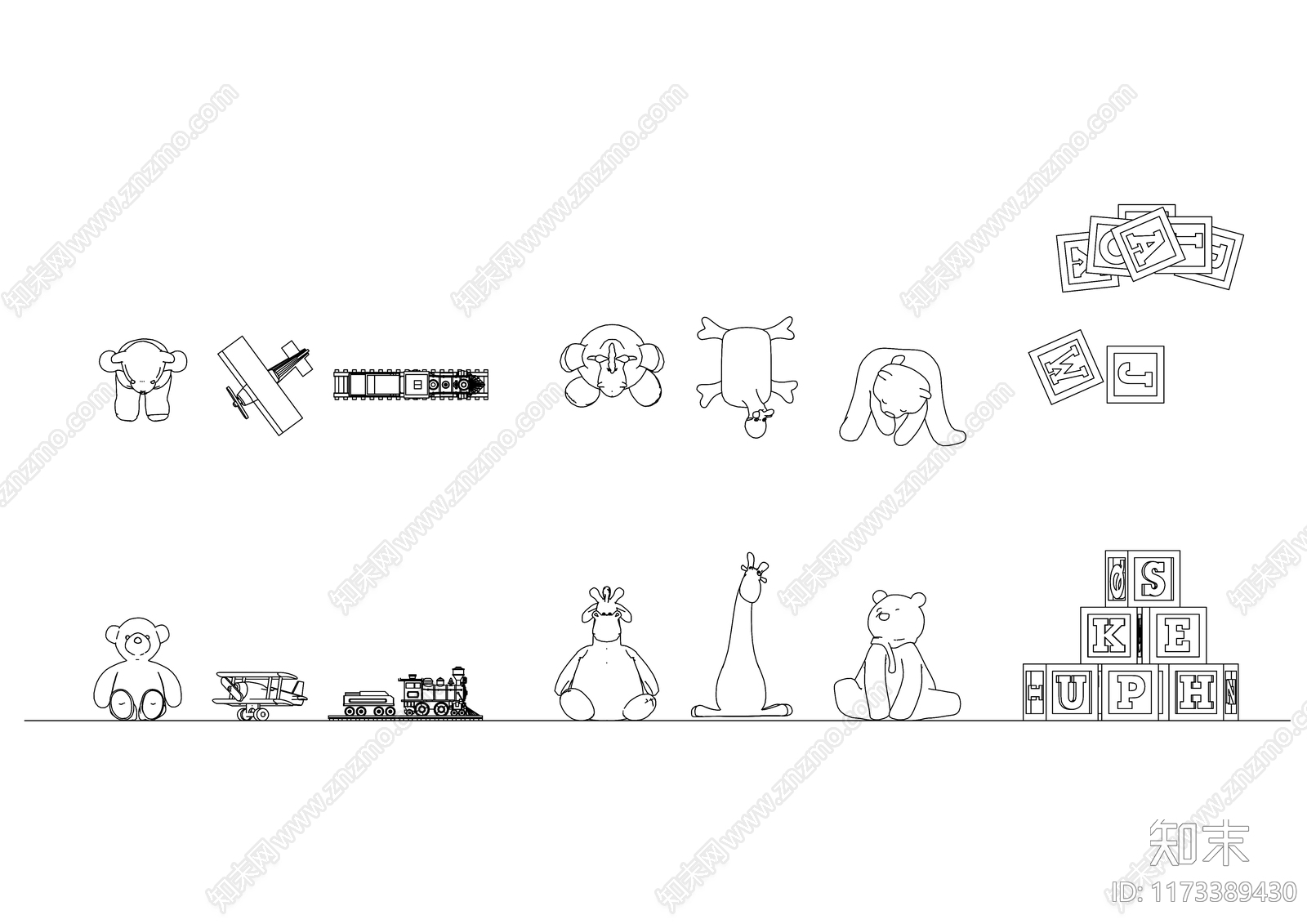 现代儿童房施工图下载【ID:1173389430】