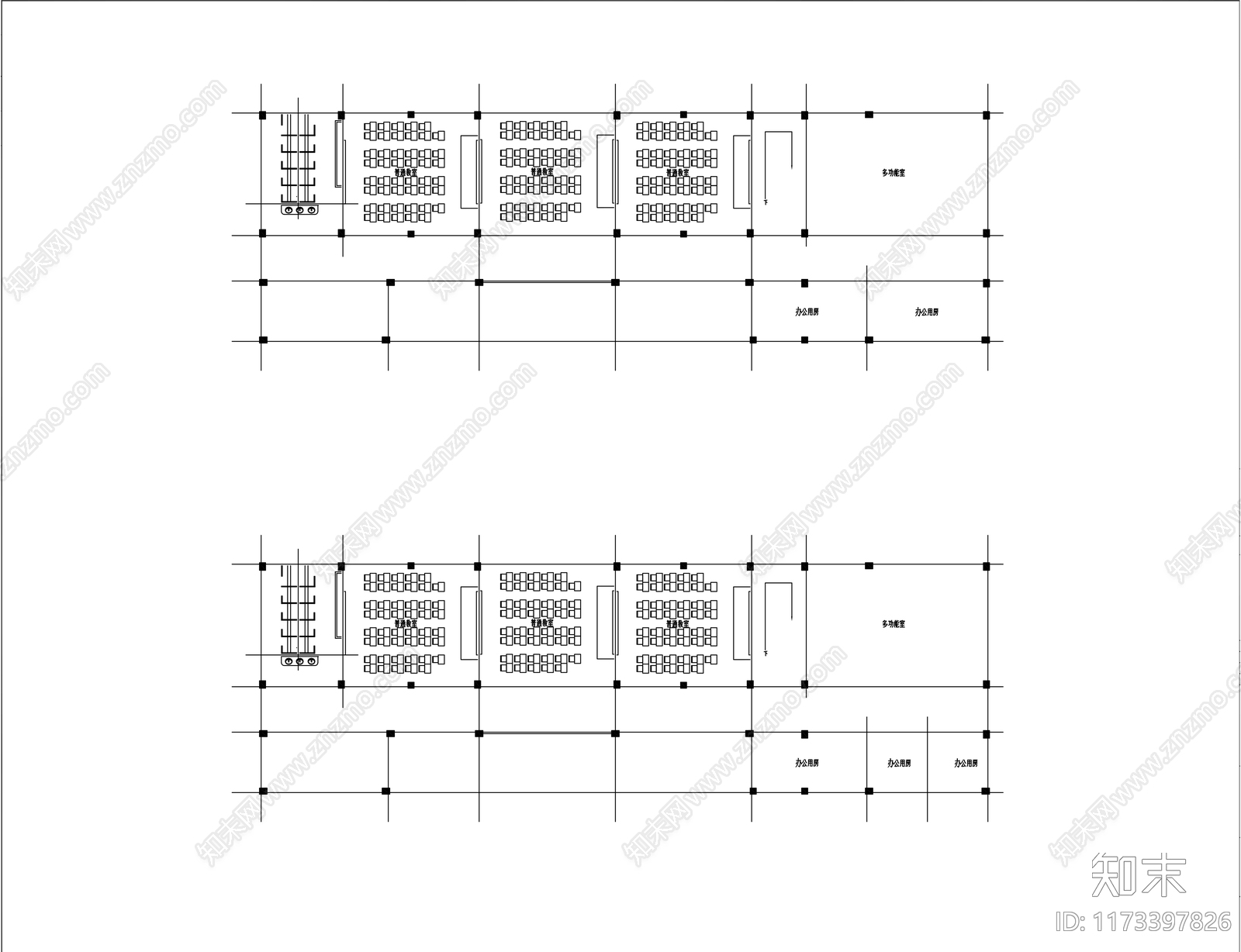 现代学校建筑cad施工图下载【ID:1173397826】