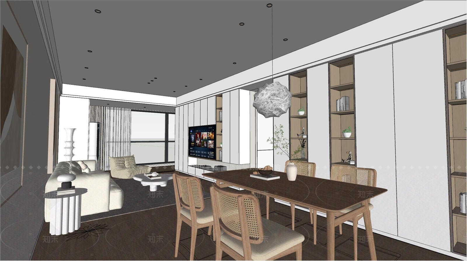 侘寂家居客厅SU模型下载【ID:1216037864】