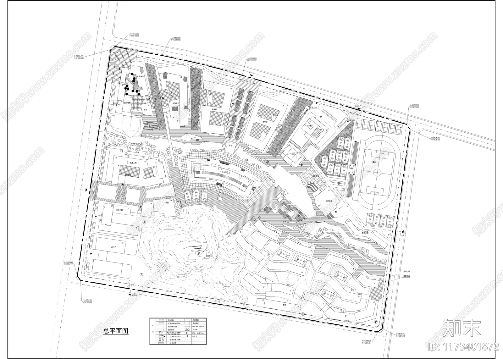 现代校园景观cad施工图下载【ID:1173401872】