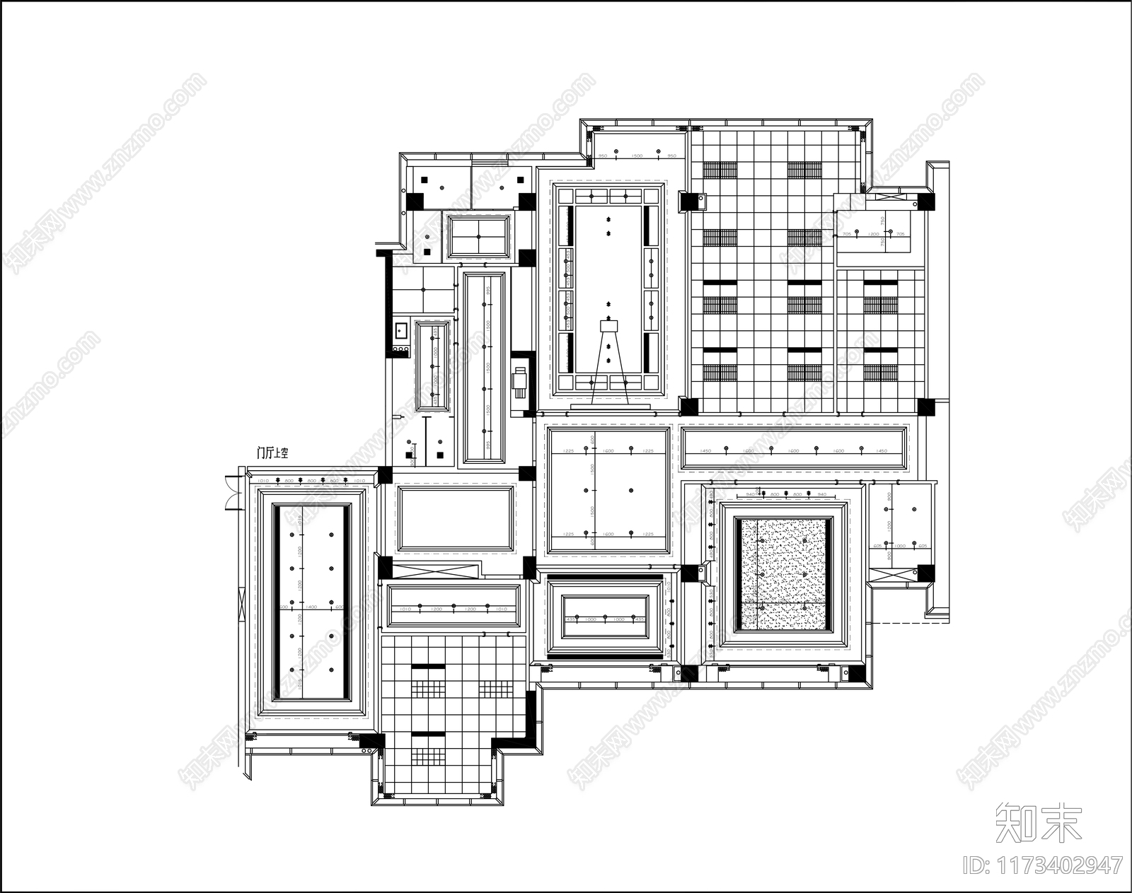 美式整体办公空间施工图下载【ID:1173402947】