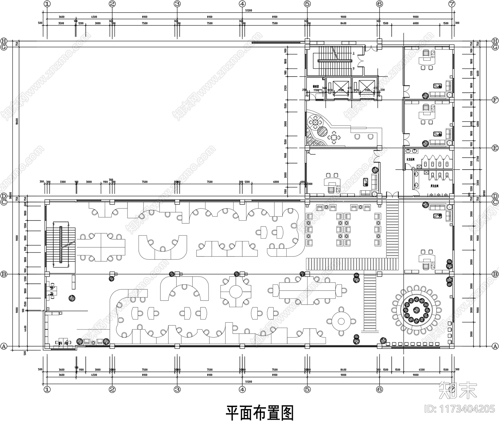 现代整体办公空间cad施工图下载【ID:1173404205】