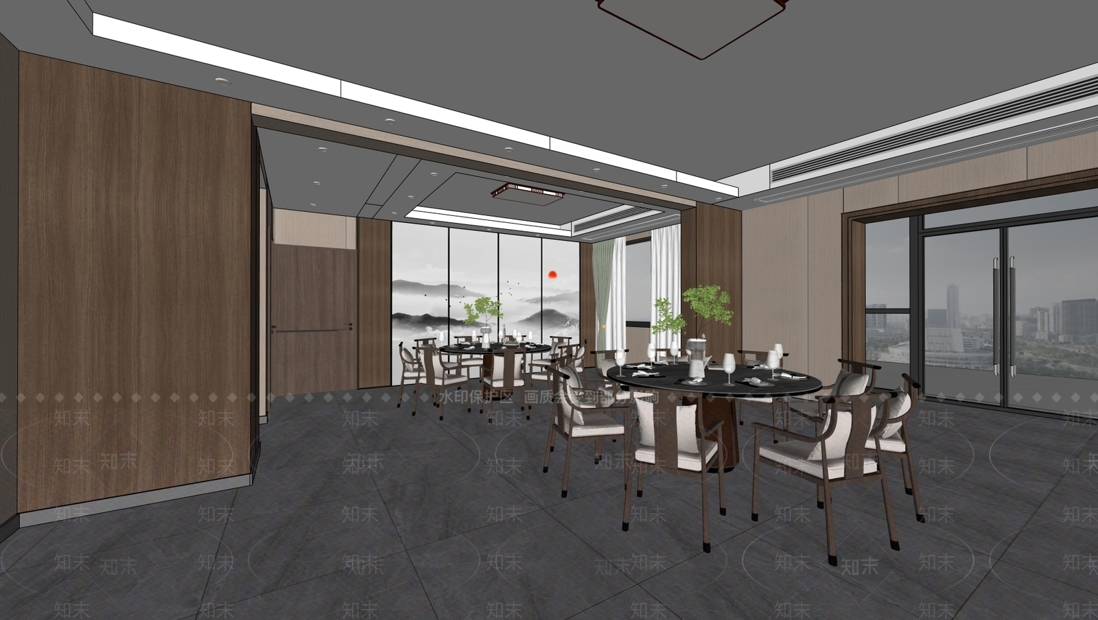 新中式中餐厅SU模型下载【ID:1173451369】