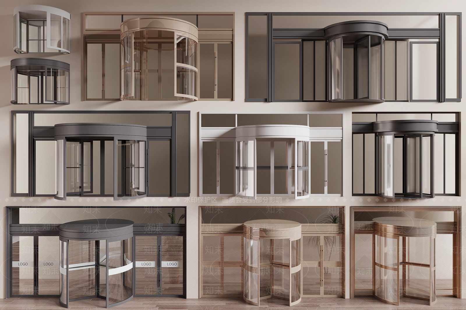 现代旋转门3D模型下载【ID:1173415365】