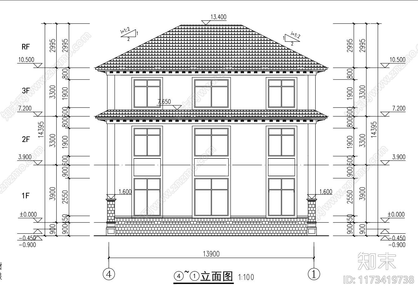 现代别墅建筑cad施工图下载【ID:1173419738】