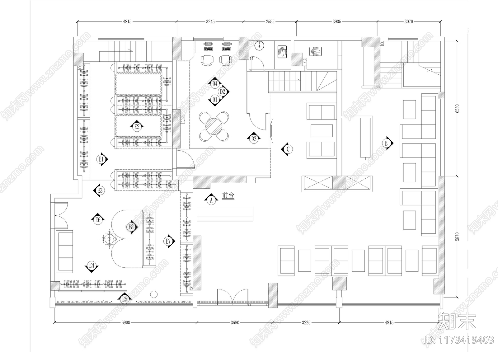 现代婚纱店cad施工图下载【ID:1173419403】