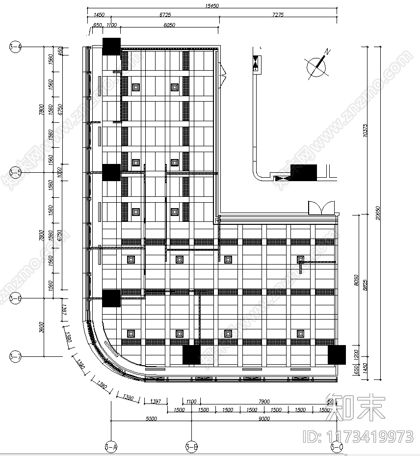 极简现代整体办公空间施工图下载【ID:1173419973】