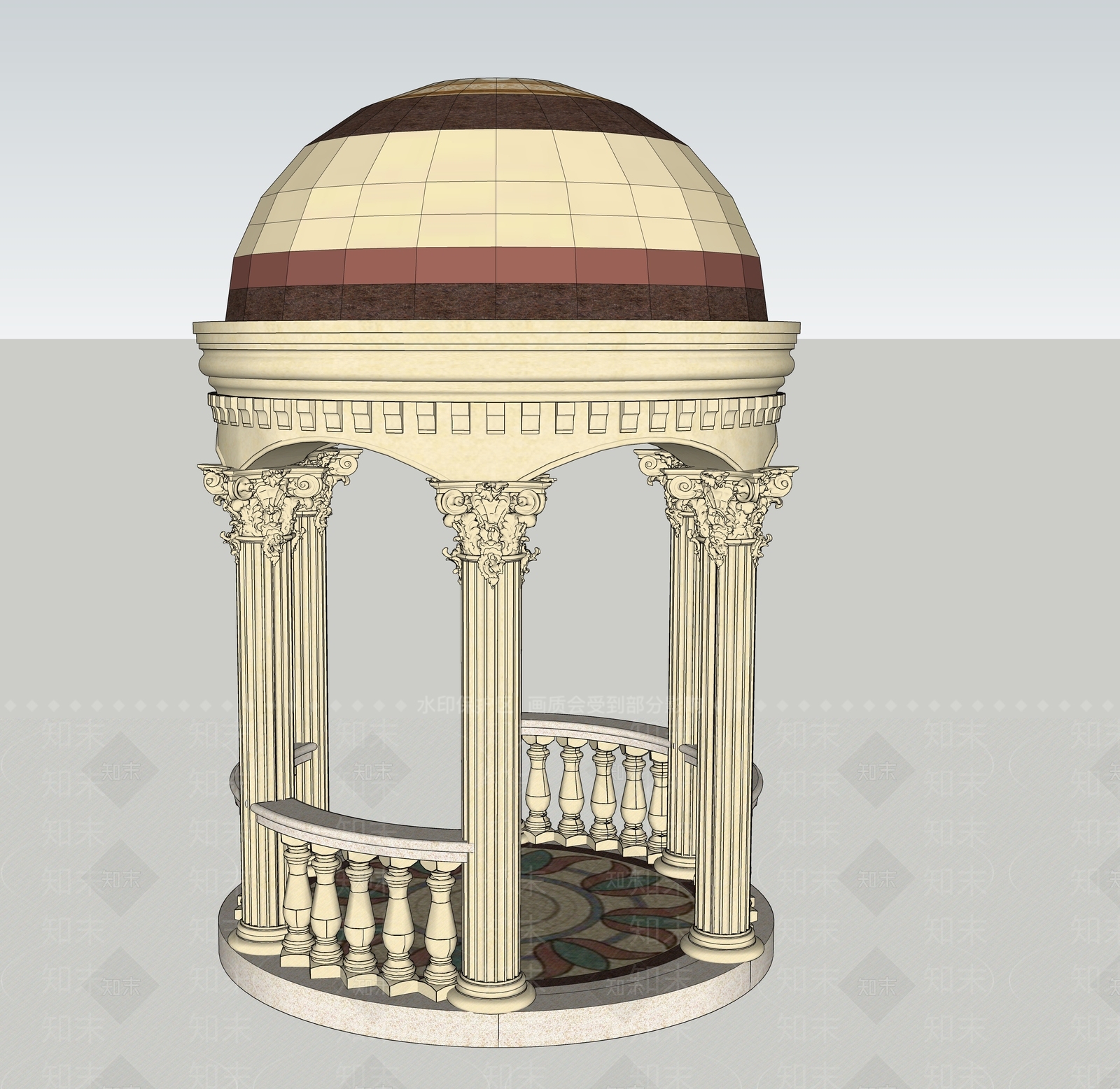 法式欧式亭子SU模型下载【ID:1173423618】