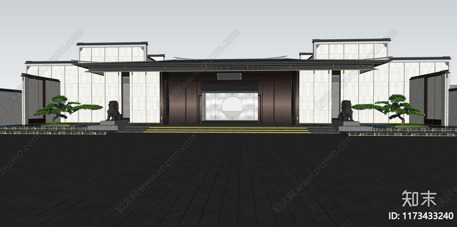 新中式中式小区景观SU模型下载【ID:1173433240】