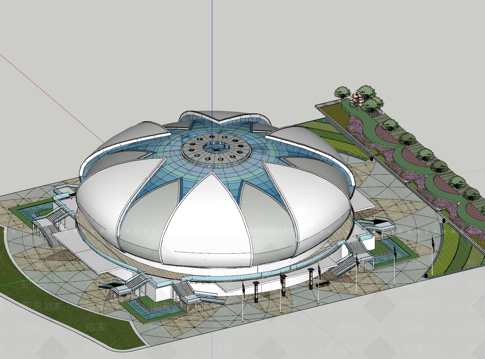 现代体育建筑SU模型下载【ID:1173437162】