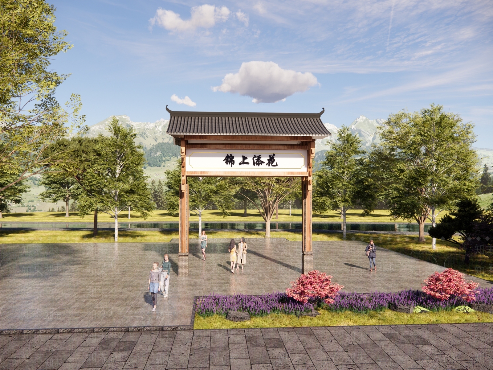 现代新中式牌坊牌楼SU模型下载【ID:1173444810】