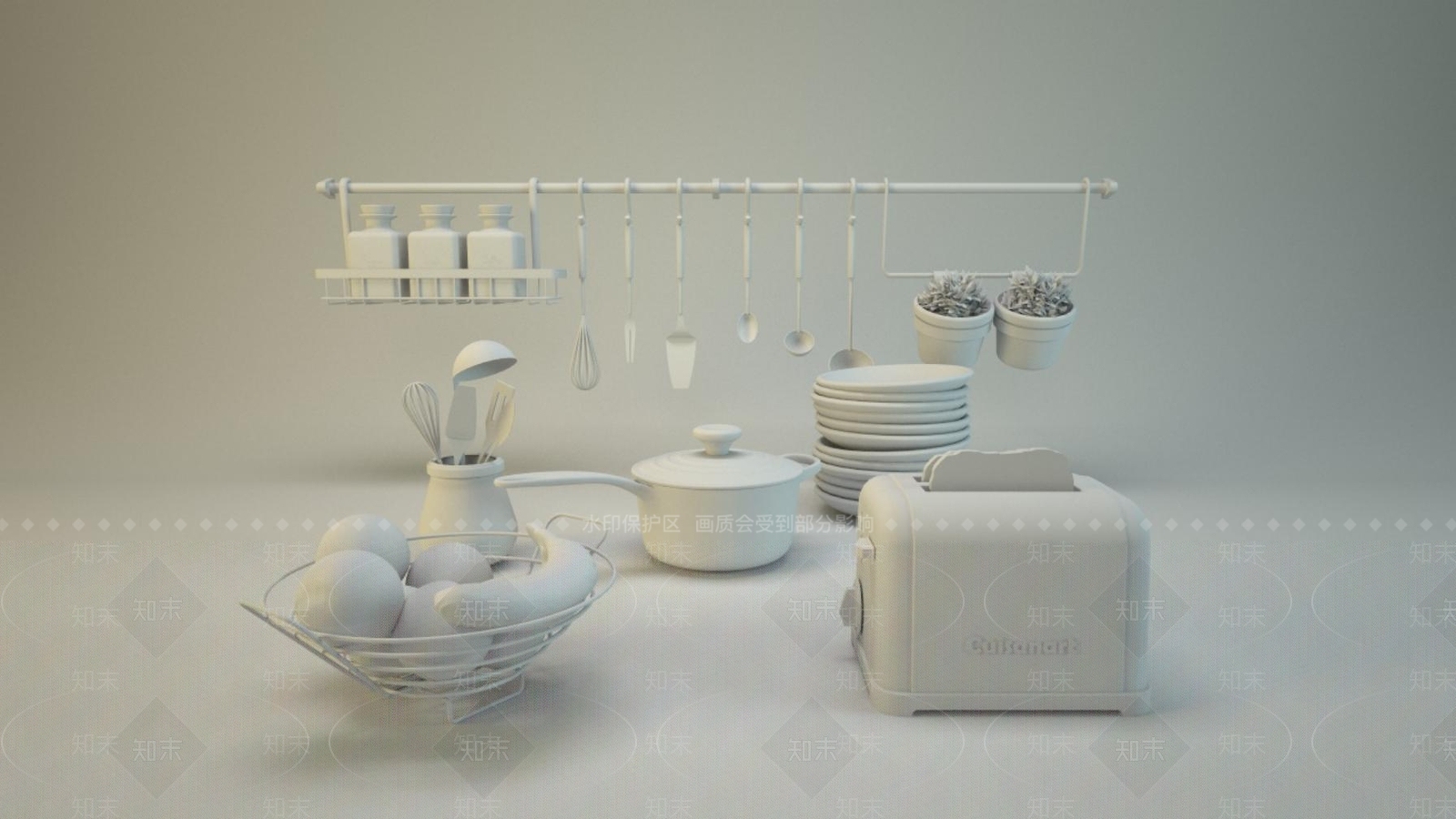 厨房用品组合SU模型下载【ID:1173445101】