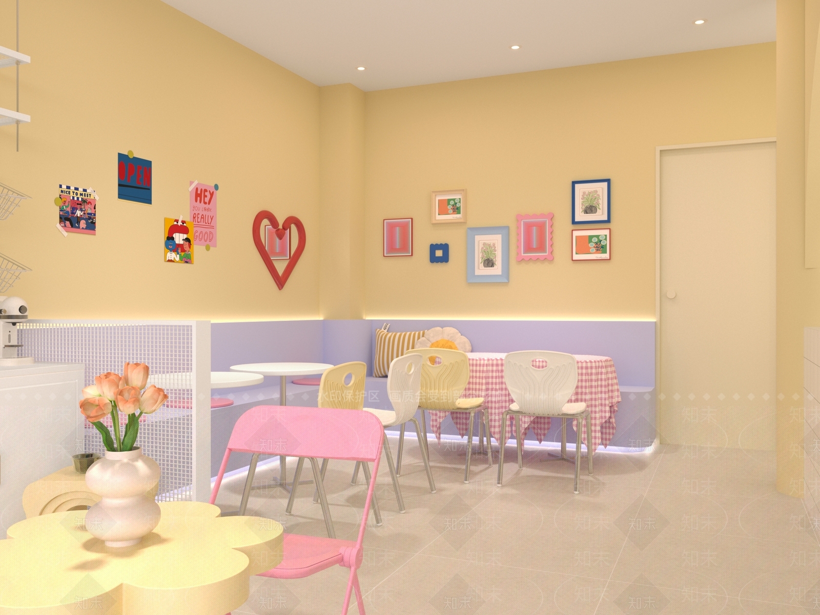 现代奶油甜品面包店3D模型下载【ID:1173428384】