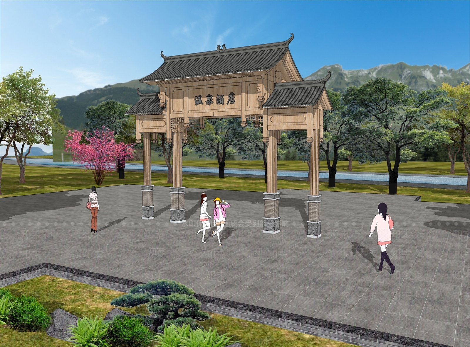 现代新中式牌坊牌楼SU模型下载【ID:1173448741】
