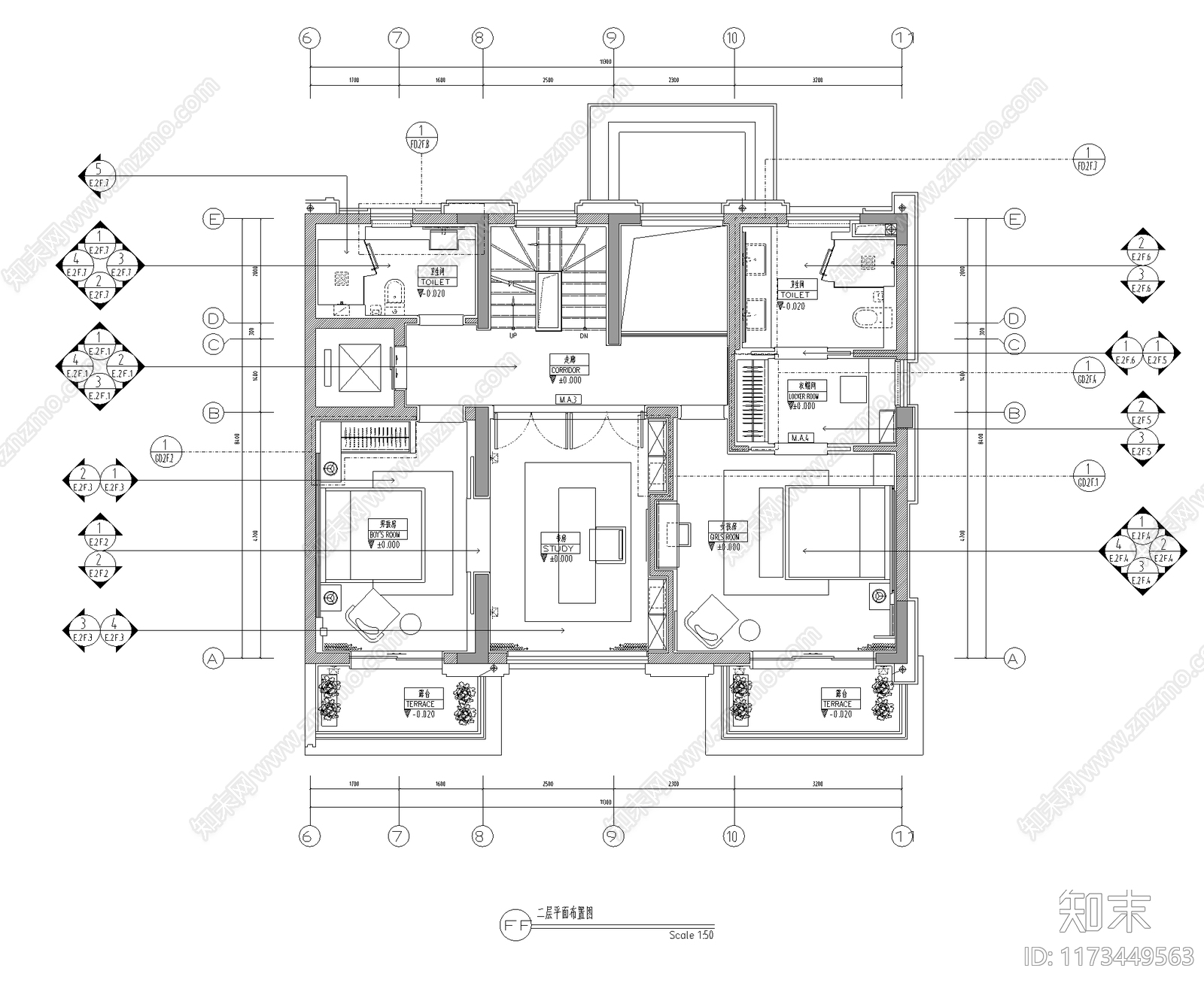 别墅cad施工图下载【ID:1173449563】