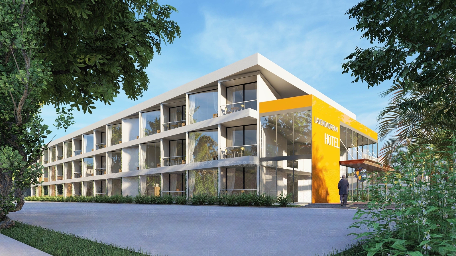 现代酒店建筑SU模型下载【ID:1173450761】