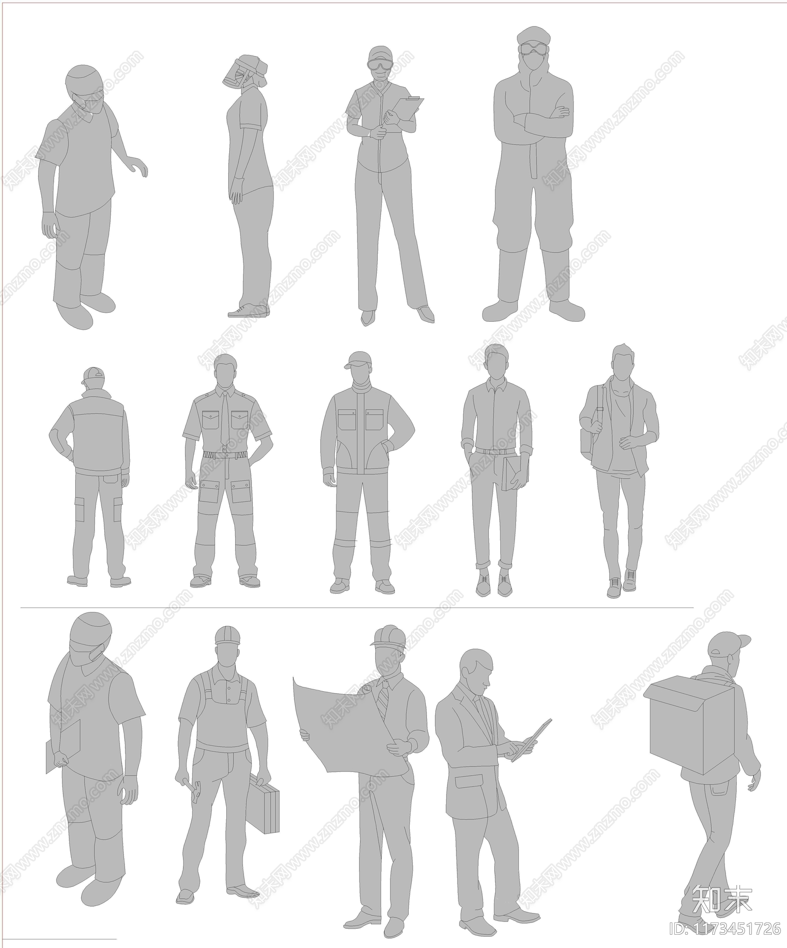 现代人物cad施工图下载【ID:1173451726】