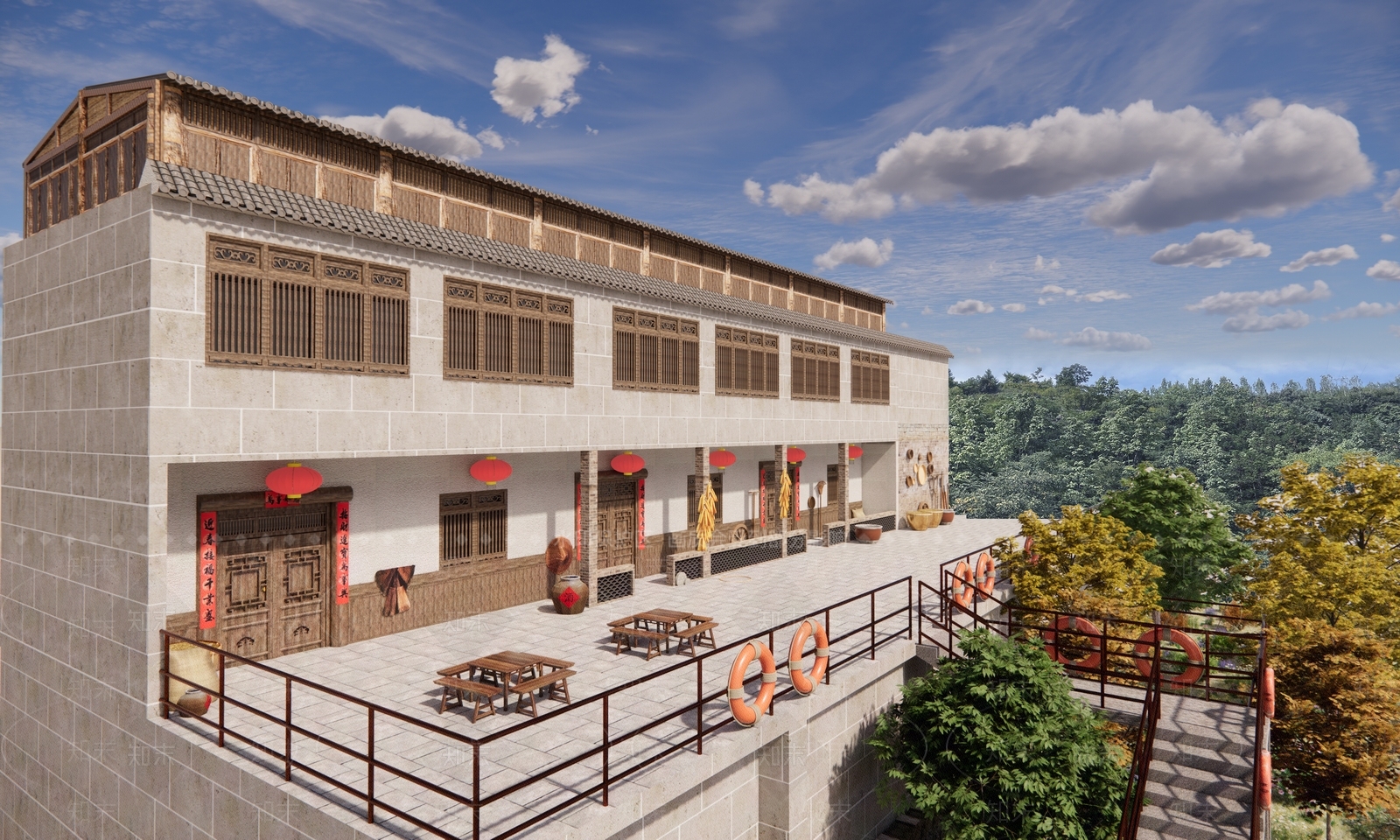 新中式中式风格建筑SU模型下载【ID:1173456023】