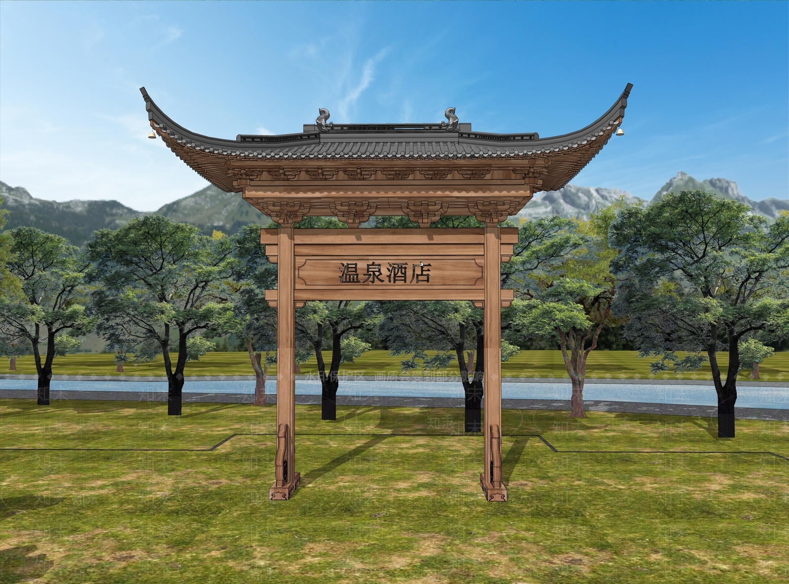 现代新中式牌坊牌楼SU模型下载【ID:1173458564】