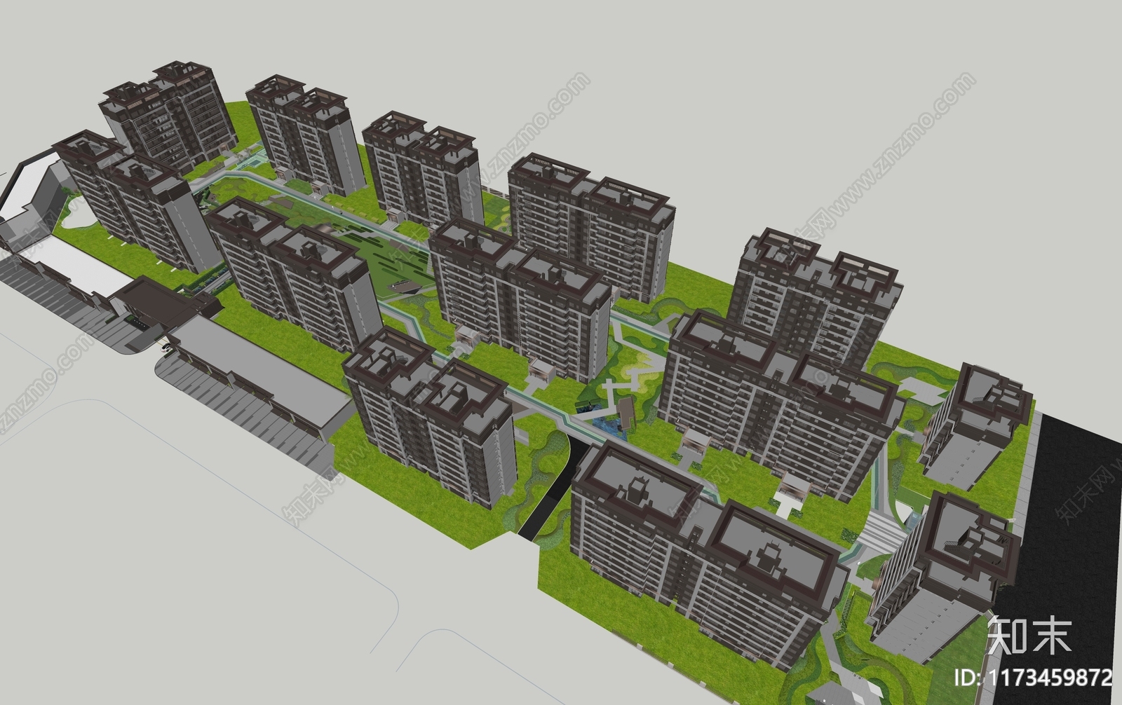 现代多层住宅SU模型下载【ID:1173459872】