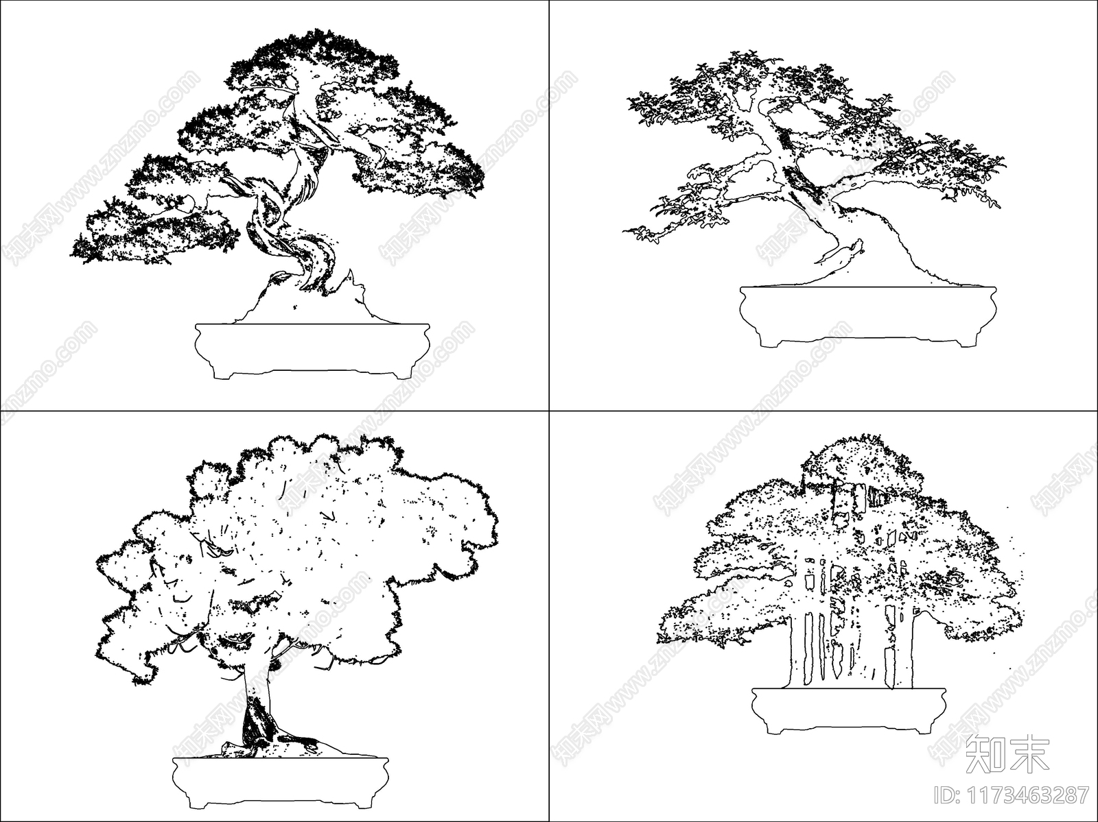 新中式中式树施工图下载【ID:1173463287】