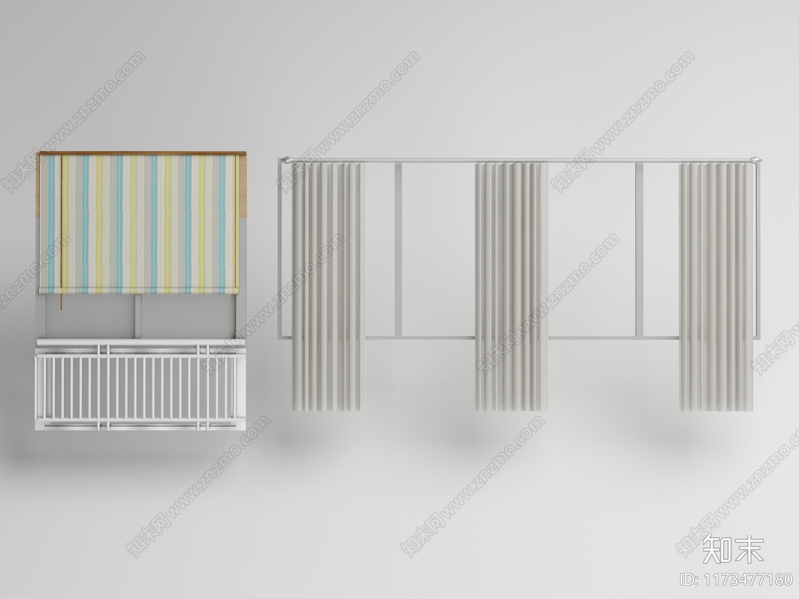 现代通用窗帘3D模型下载【ID:1173477180】