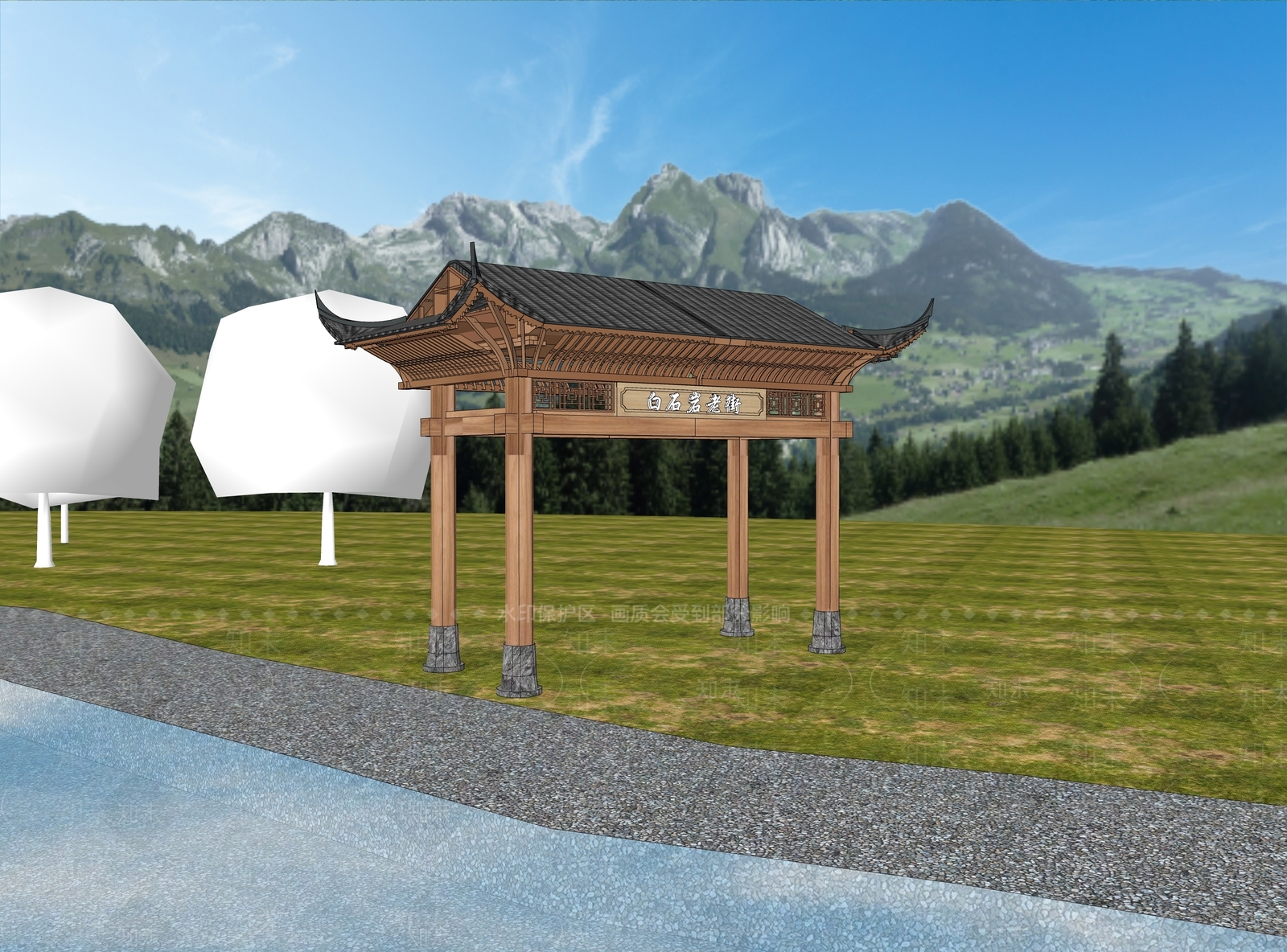 现代新中式牌坊牌楼SU模型下载【ID:1173477890】