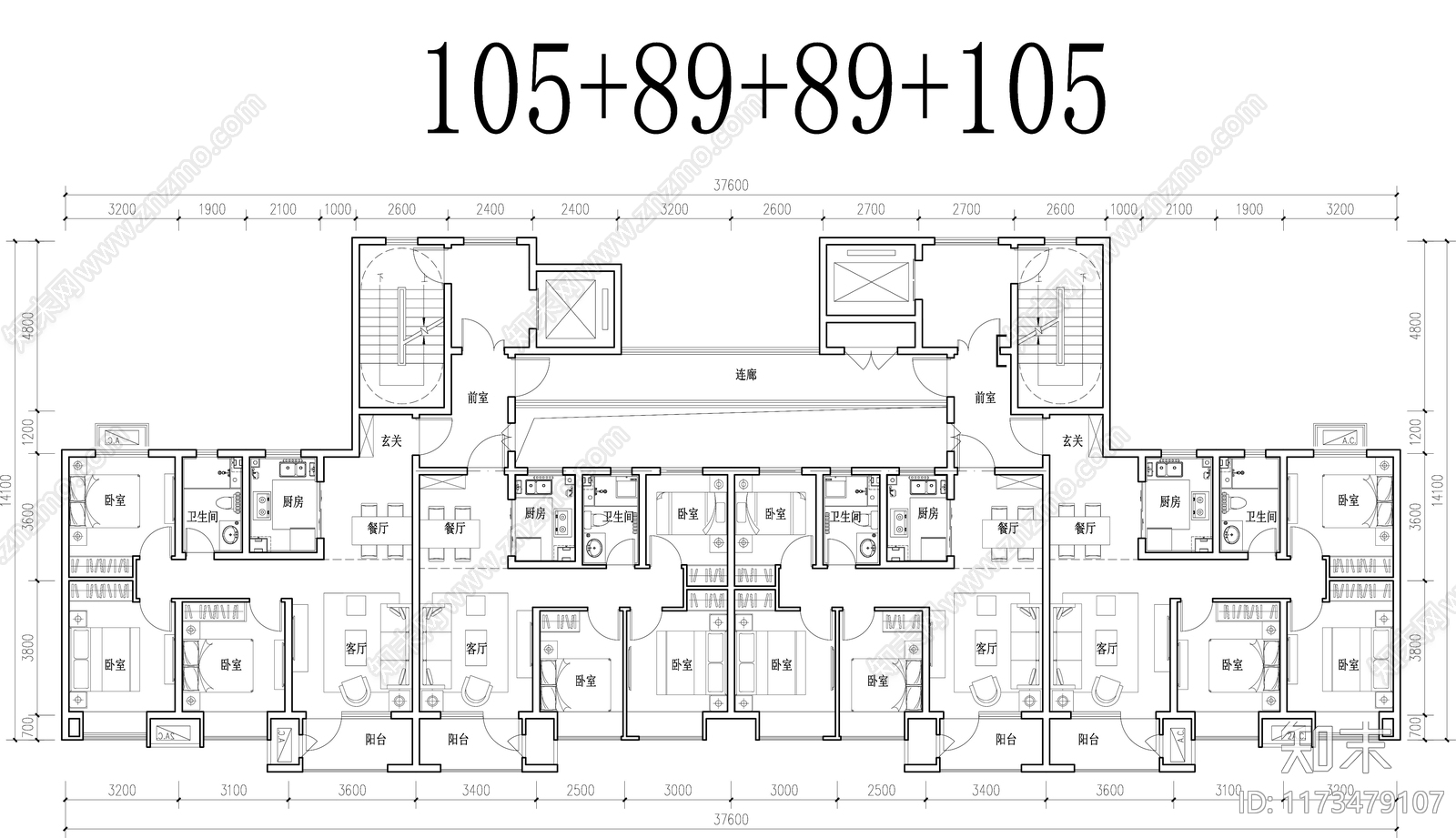 现代住宅楼建筑cad施工图下载【ID:1173479107】