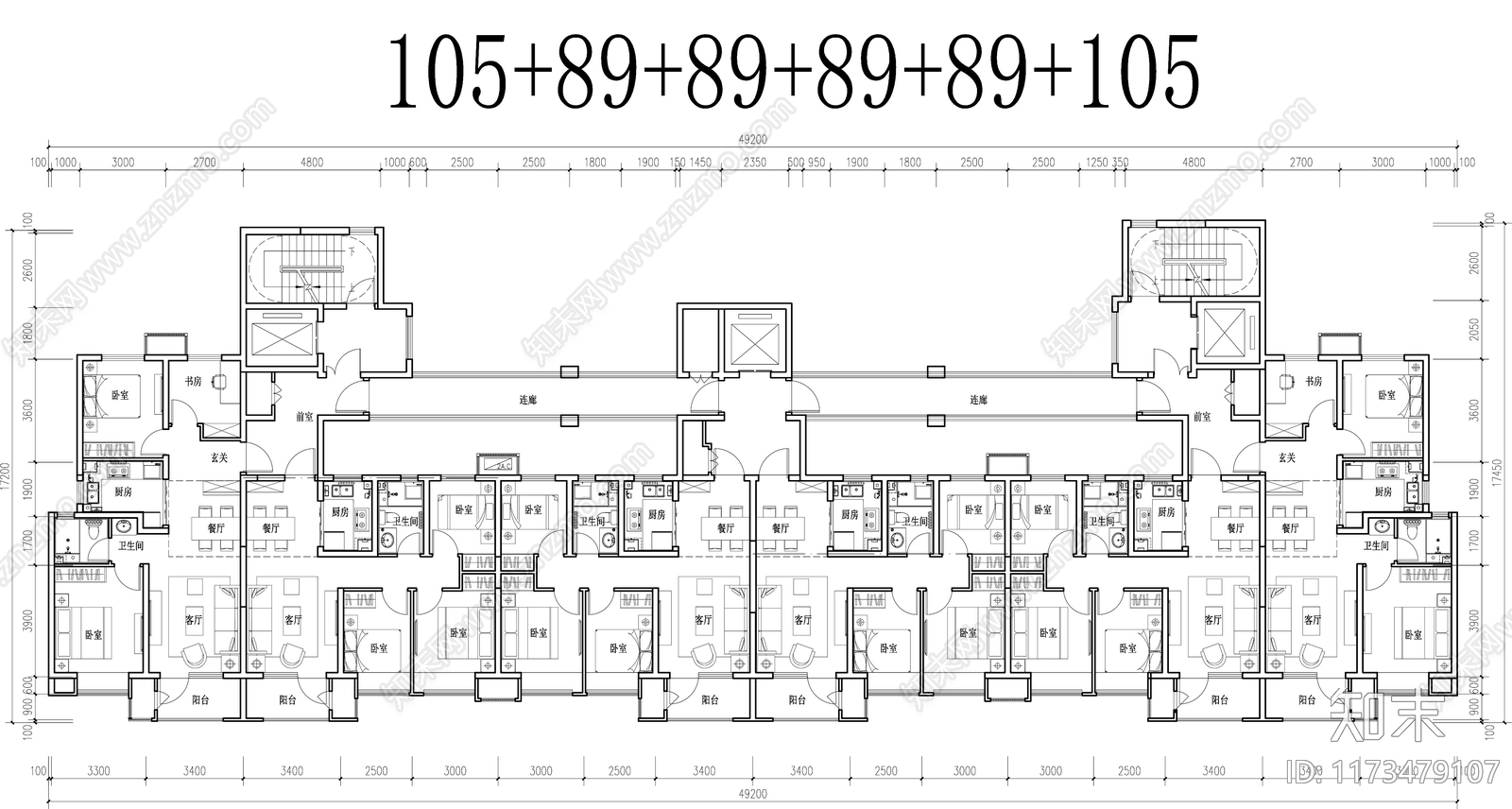 现代住宅楼建筑cad施工图下载【ID:1173479107】