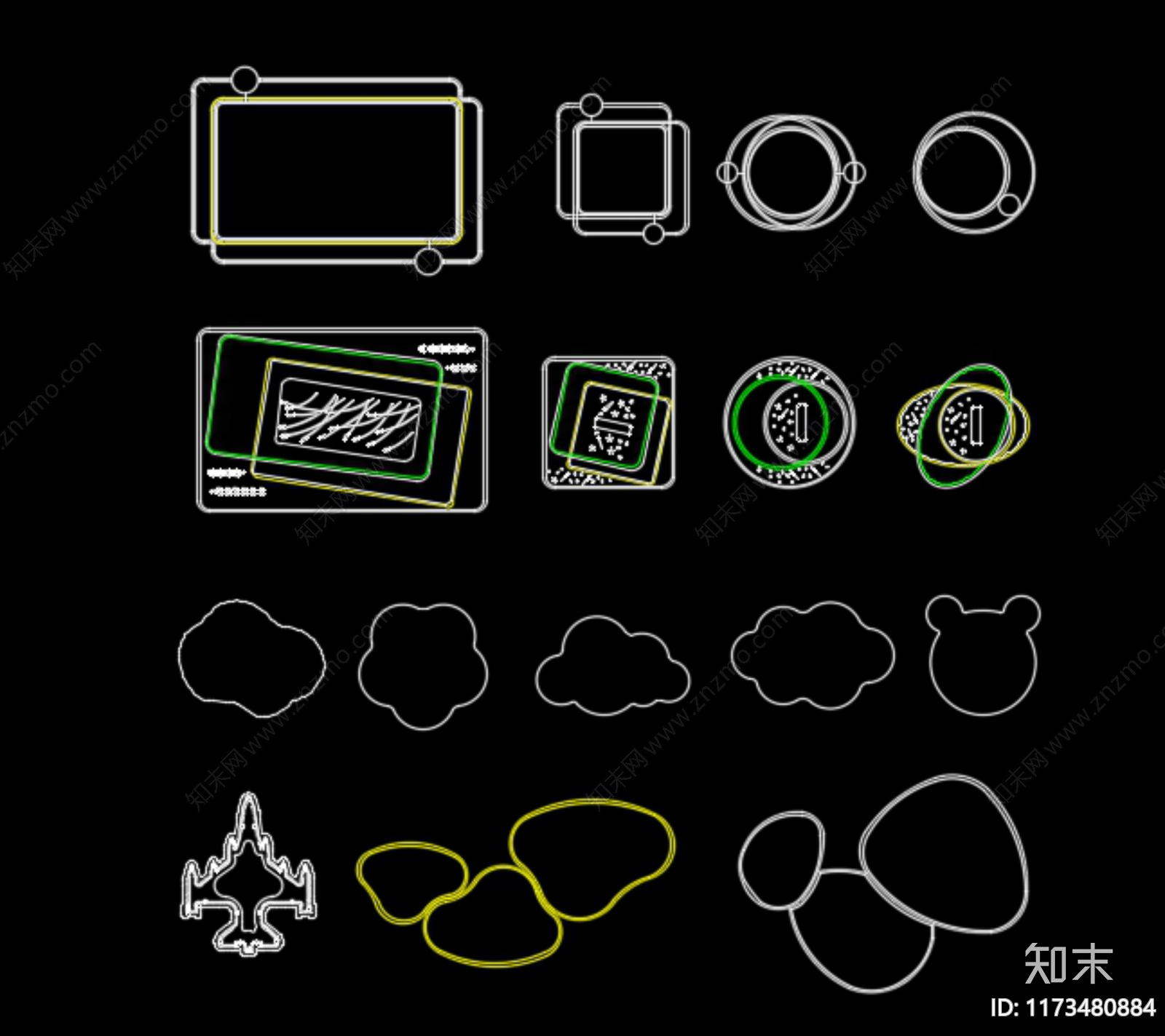 现代灯具图库cad施工图下载【ID:1173480884】