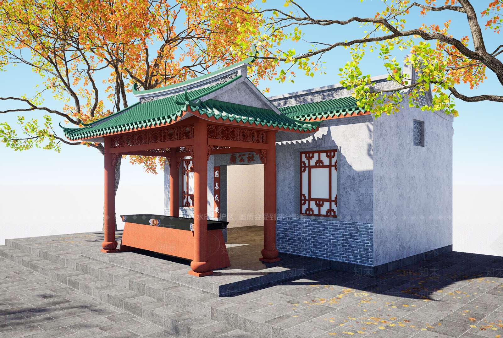 中式中古牌坊牌楼SU模型下载【ID:1173483421】