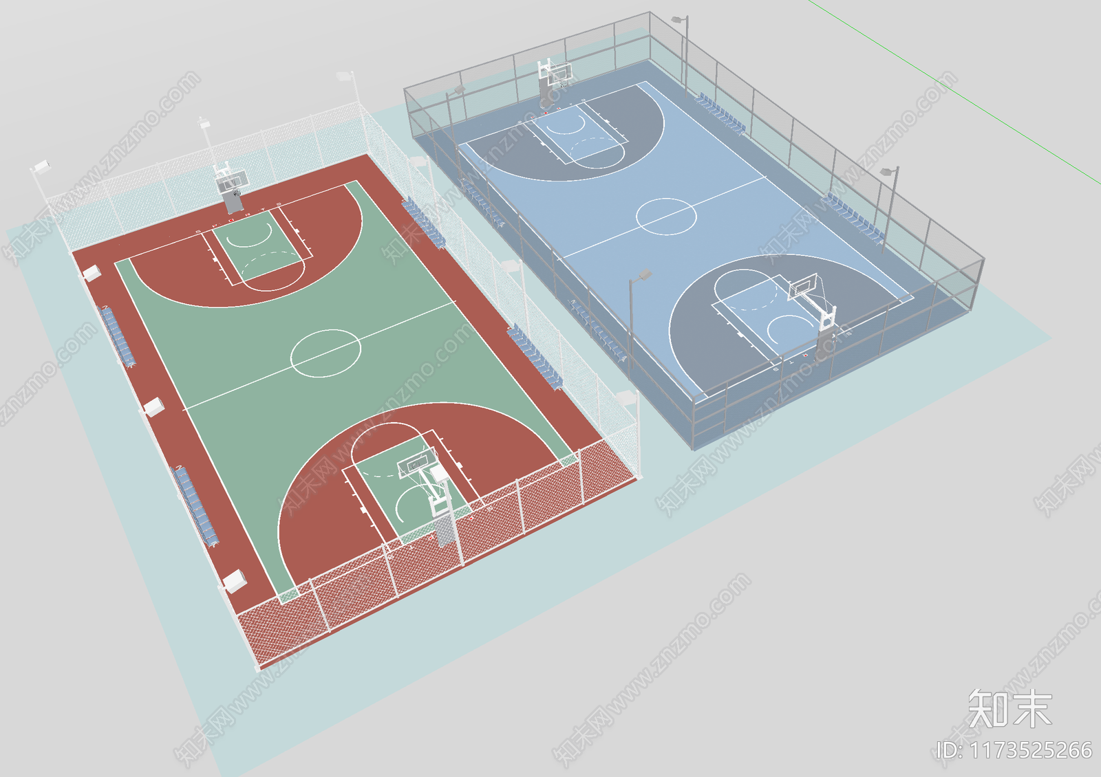 现代篮球场SU模型下载【ID:1173525266】