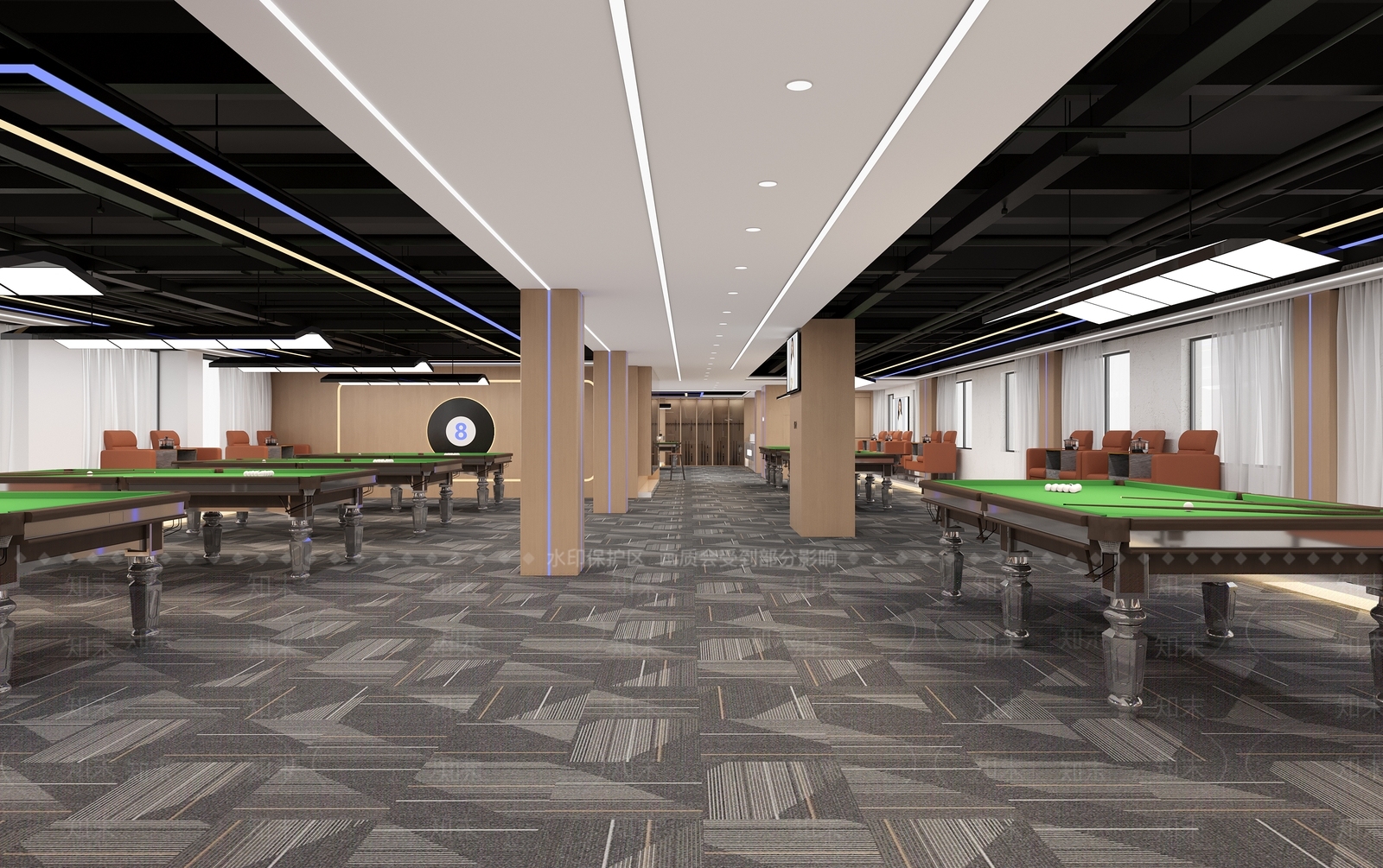 现代台球室3D模型下载【ID:1173485388】