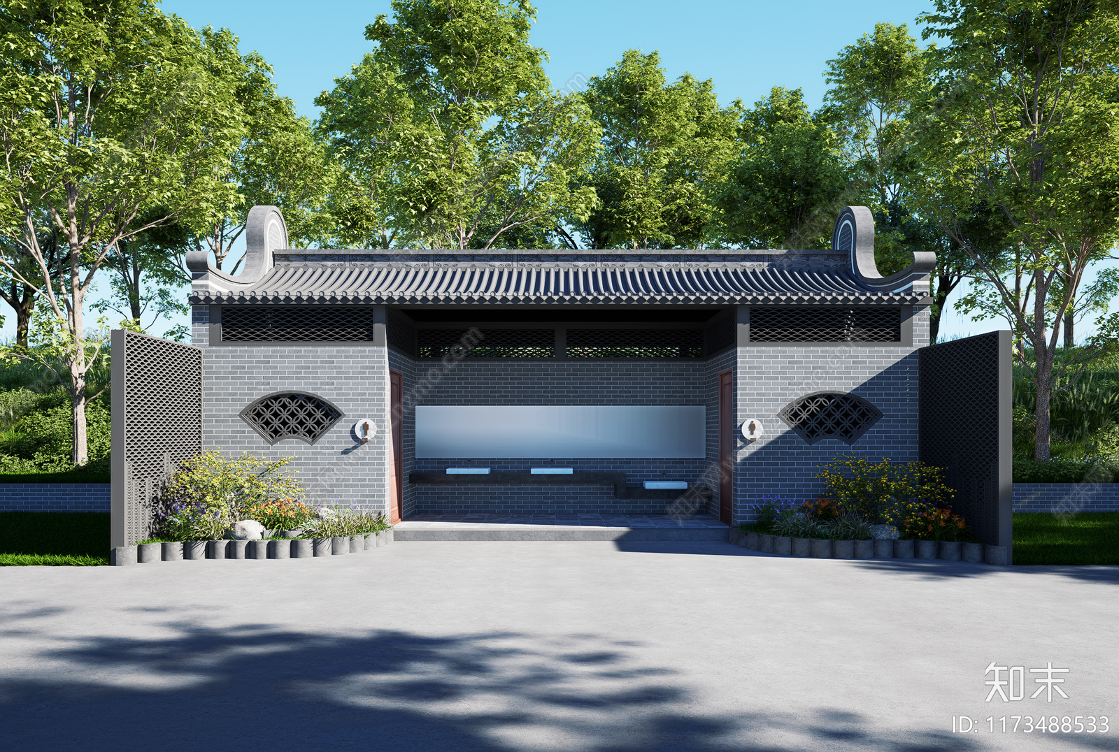 中式新中式小公建SU模型下载【ID:1173488533】