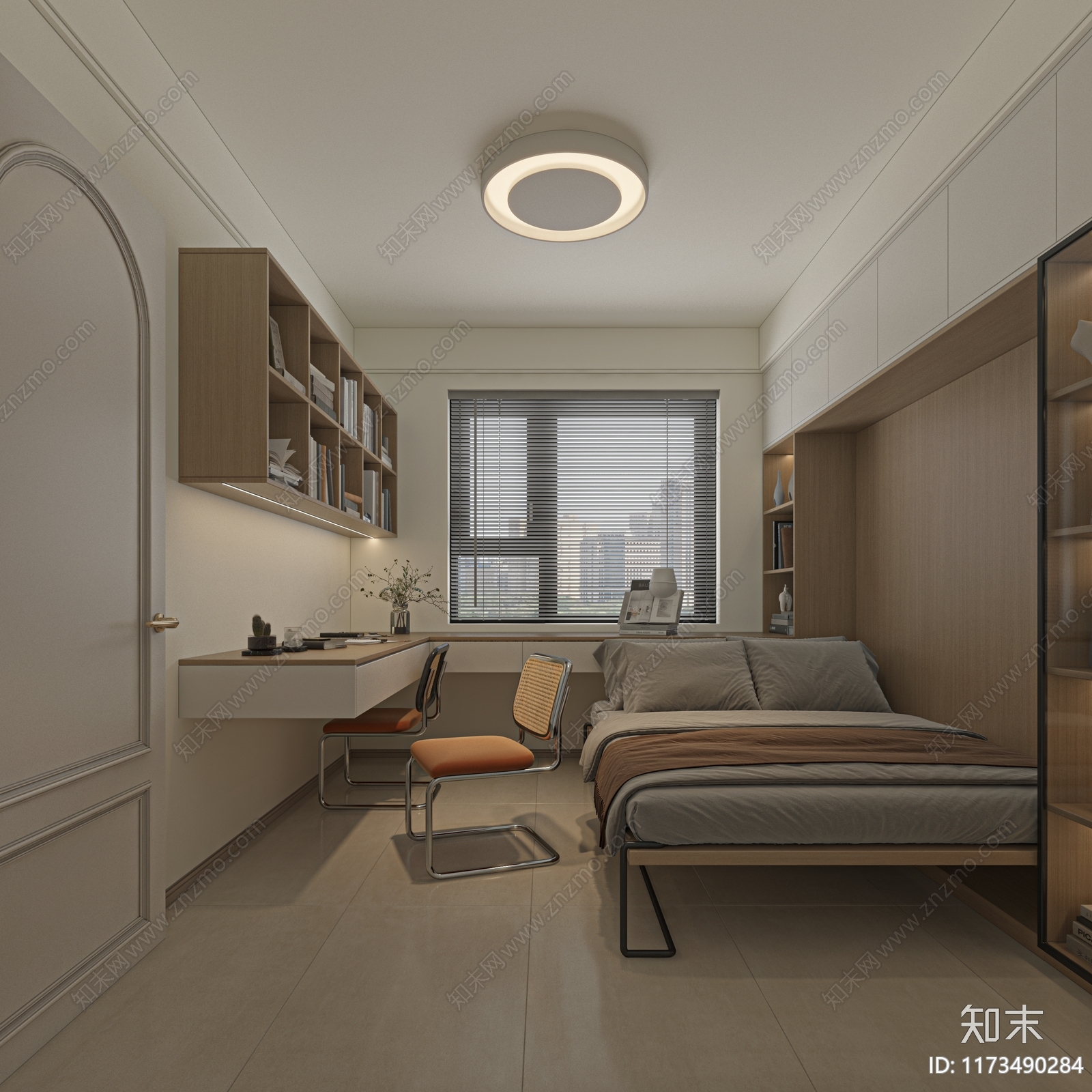 现代奶油书房3D模型下载【ID:1173490284】