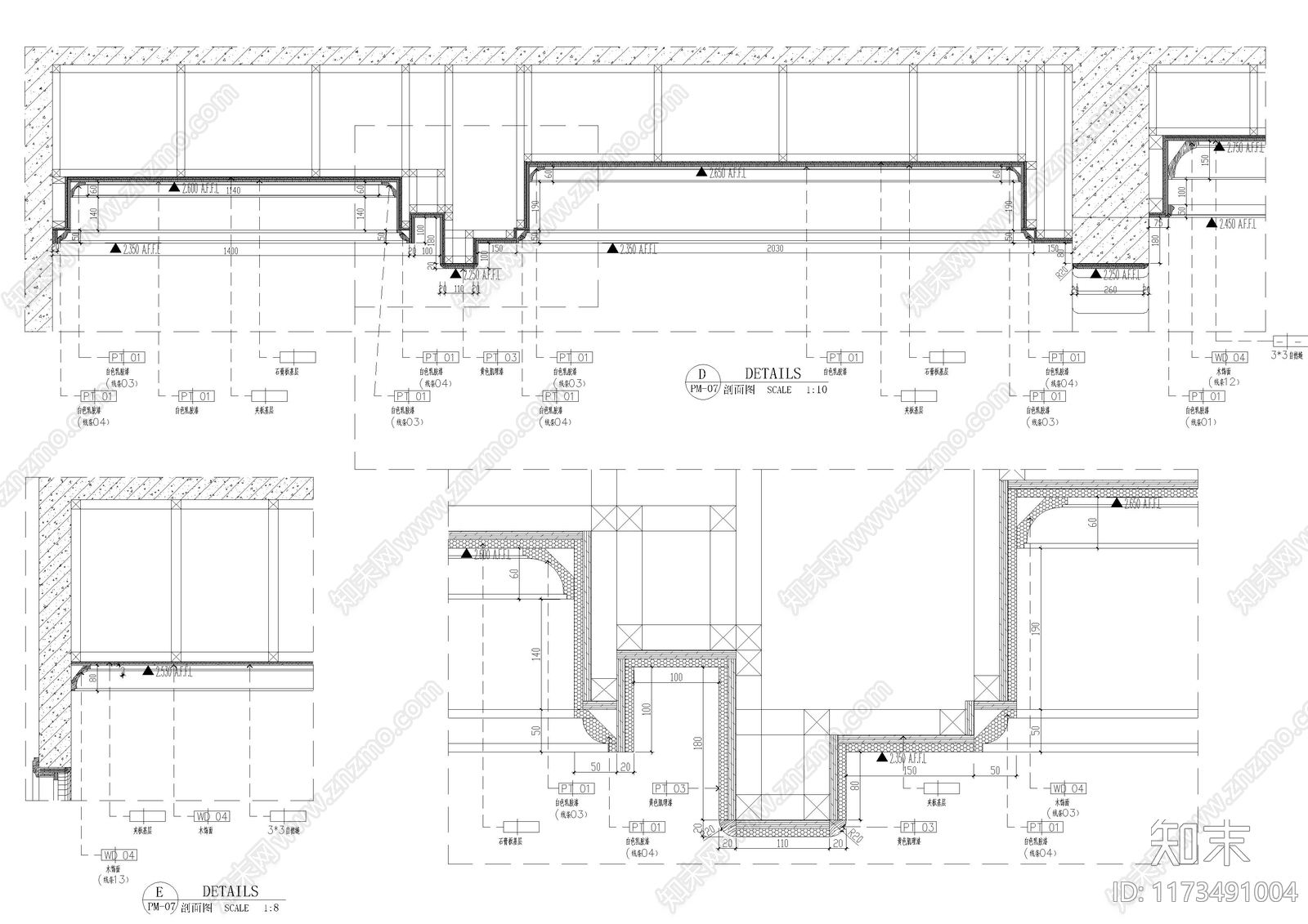 现代吊顶节点cad施工图下载【ID:1173491004】