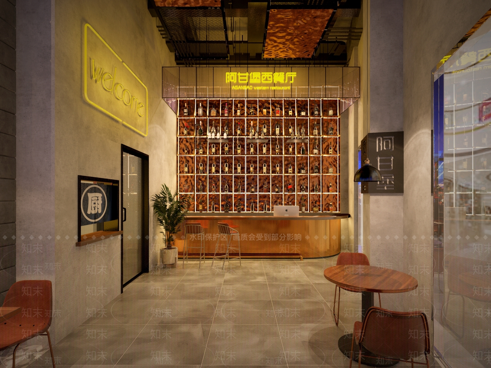 现代工业西餐厅3D模型下载【ID:1173547598】
