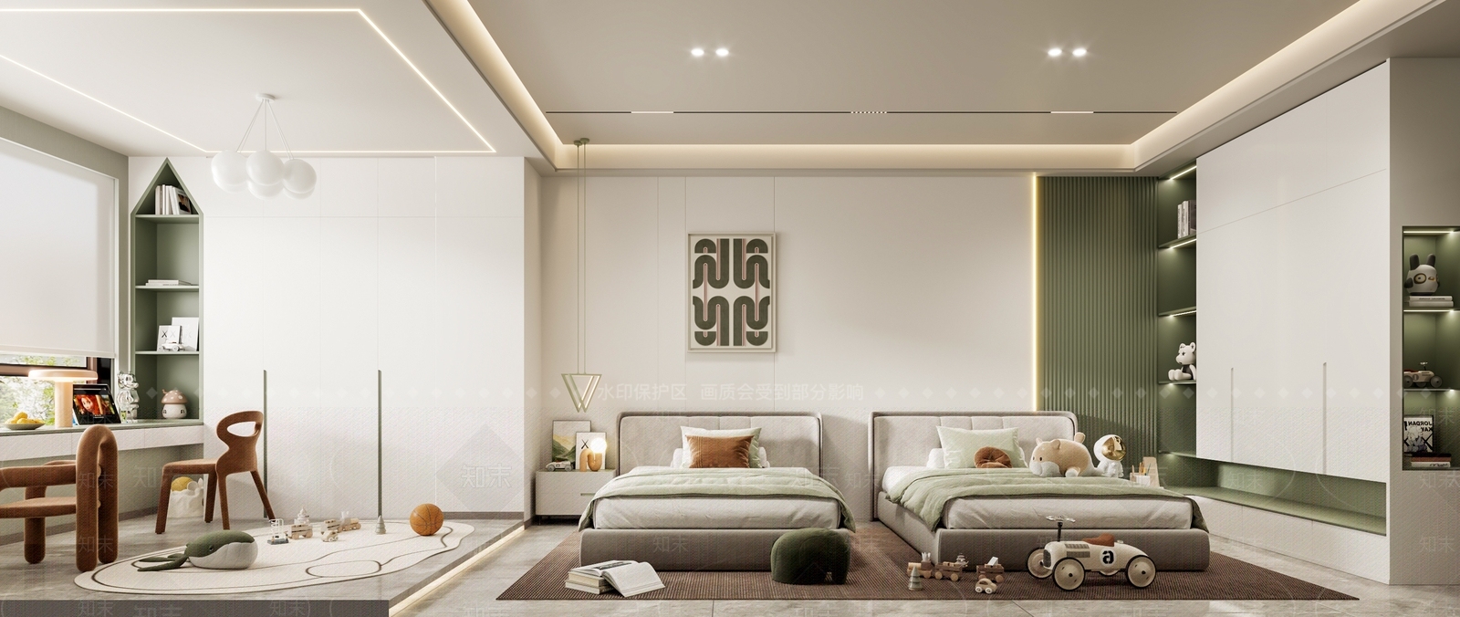 现代通用儿童房3D模型下载【ID:1214781013】