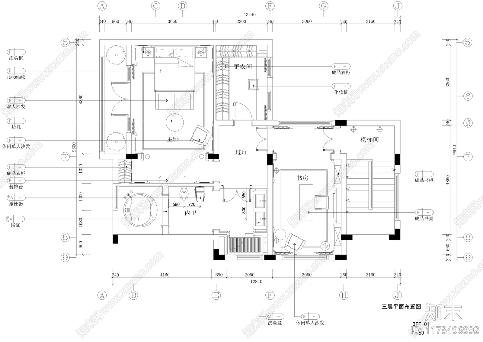 别墅cad施工图下载【ID:1173496992】