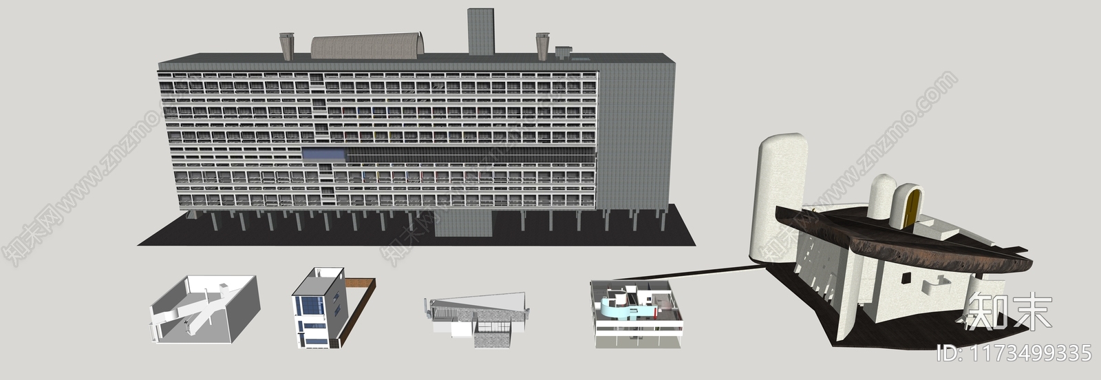 现代欧式风格建筑SU模型下载【ID:1173499335】