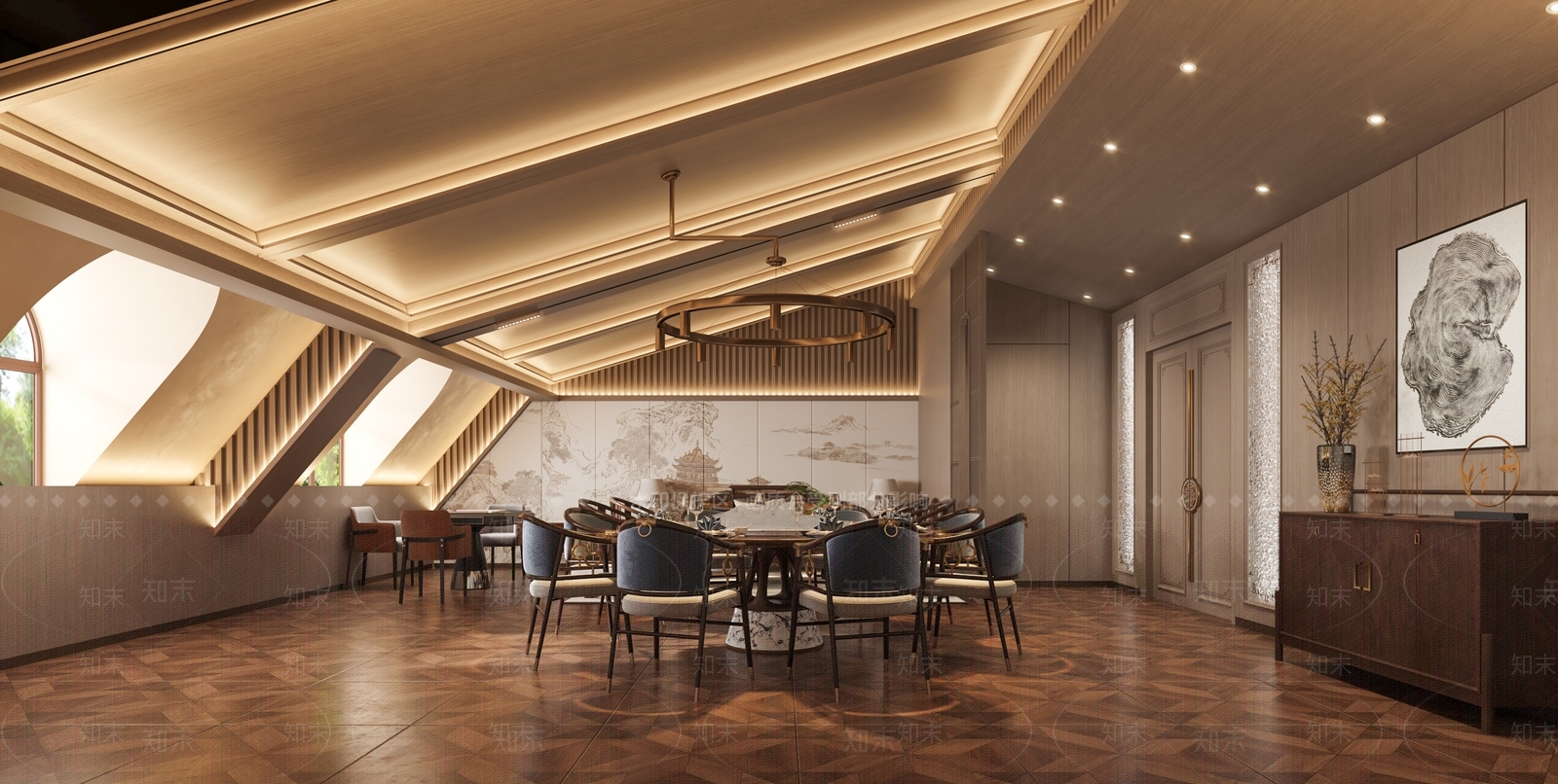 新中式现代包厢3D模型下载【ID:1173499574】