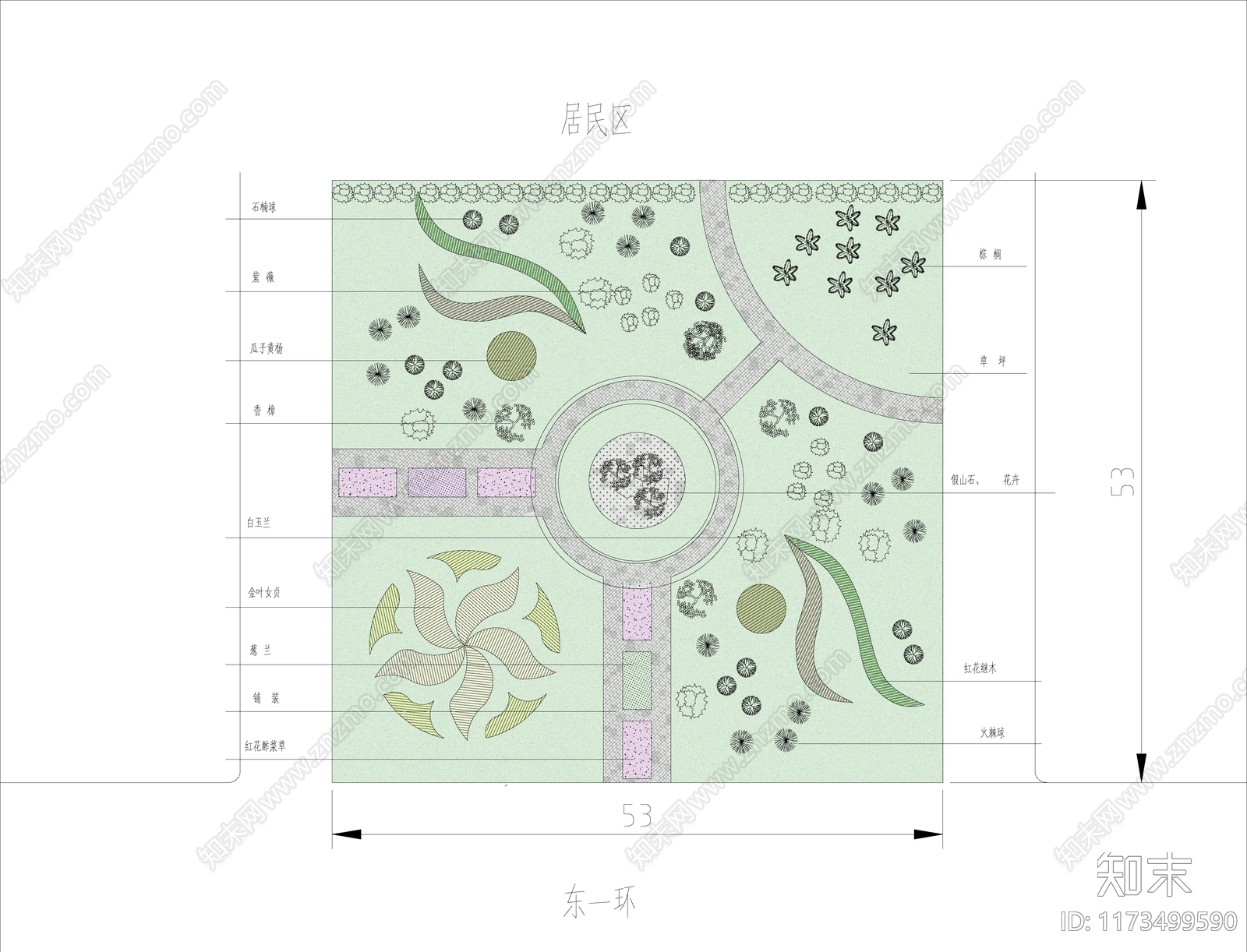 现代公园景观cad施工图下载【ID:1173499590】