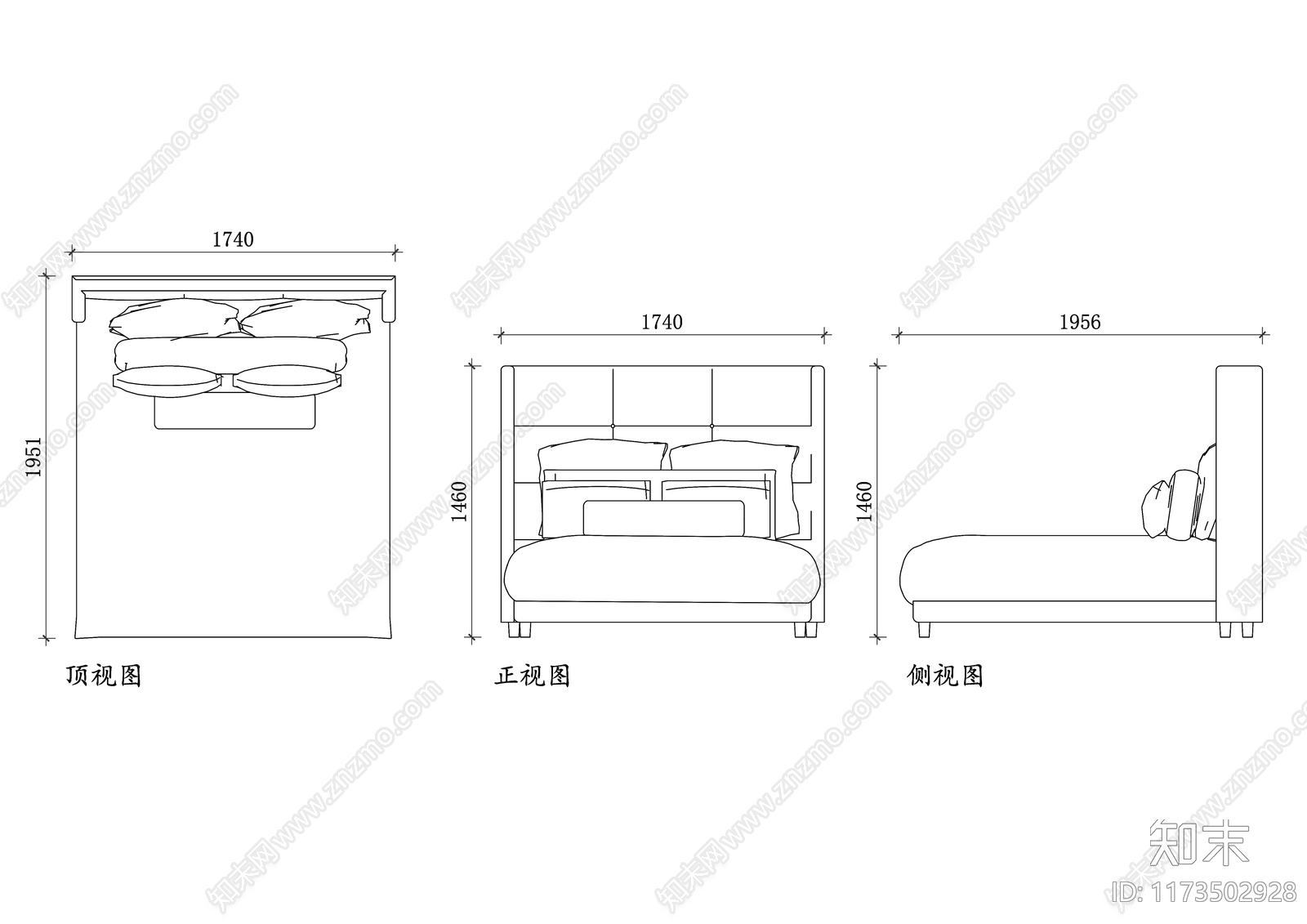 现代卧室施工图下载【ID:1173502928】