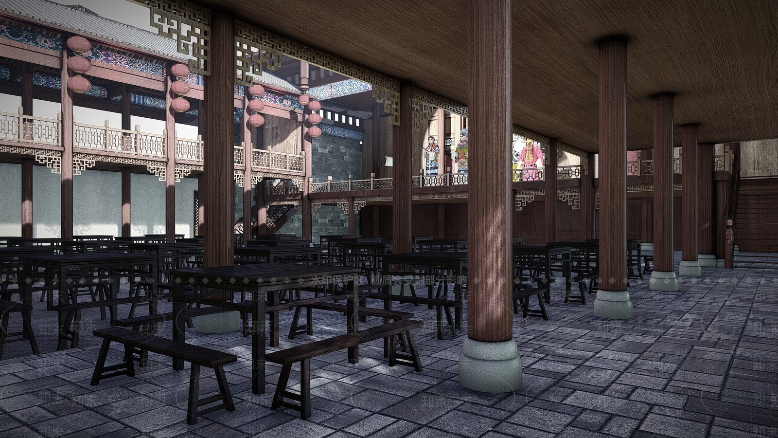 中式古建筑SU模型下载【ID:1173503213】