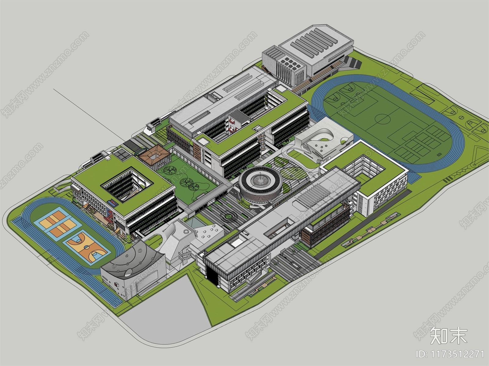 现代学校建筑SU模型下载【ID:1173512271】