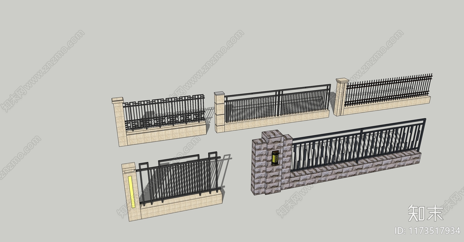 新中式现代围墙SU模型下载【ID:1173517934】