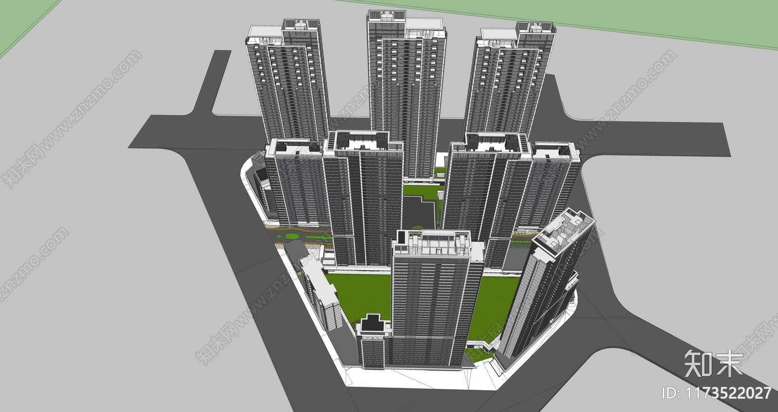 现代高层住宅SU模型下载【ID:1173522027】